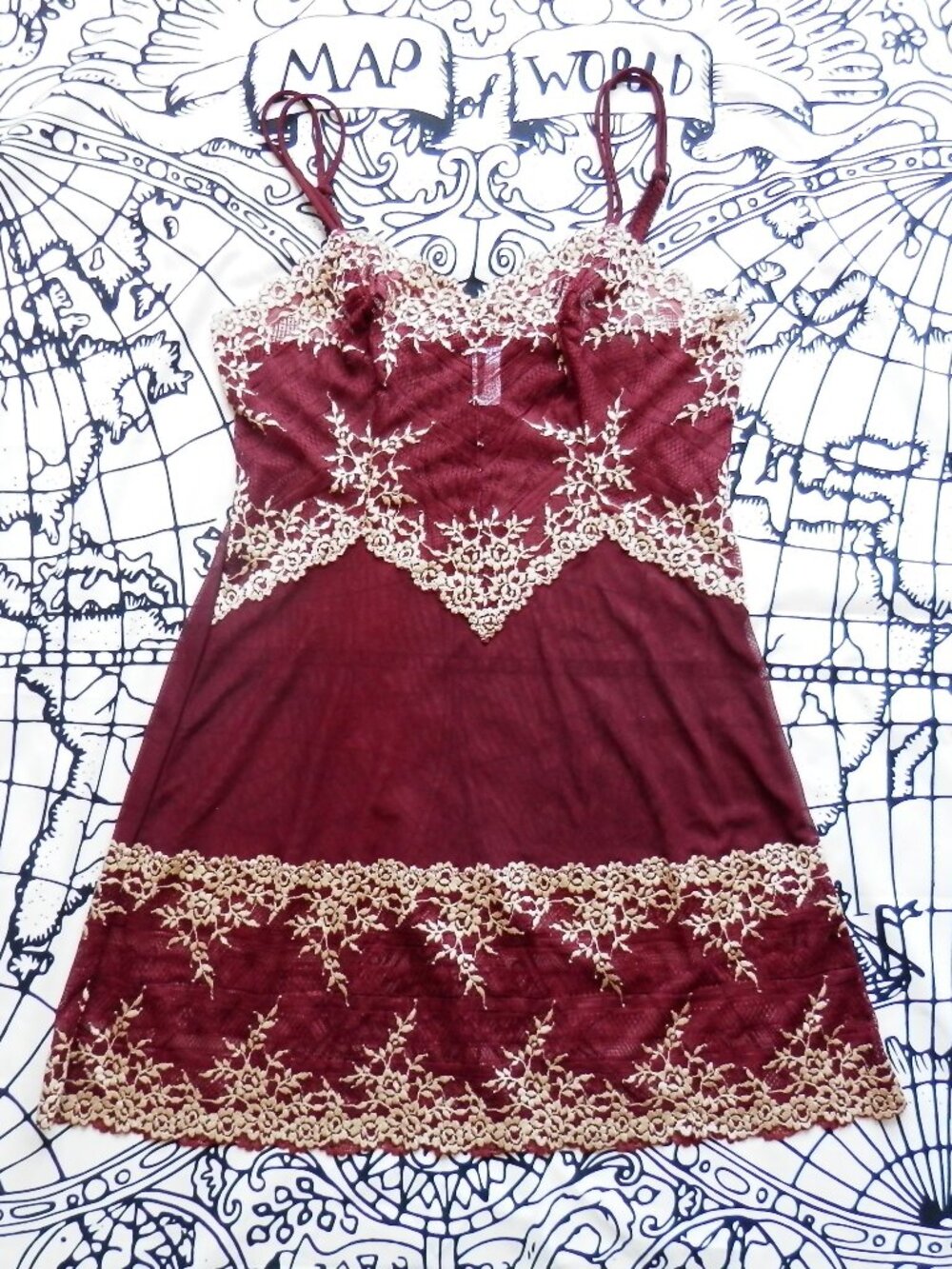 Wacoal Sheer Burgundy Embrace Lace Chemise Slip